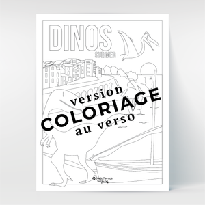 Hello Terroir Dinosaures à Banyuls - Poster au recto, coloriage au verso - Vue coloriage