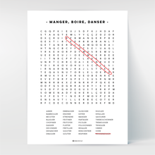 Charger l'image dans la galerie, Poster Hello Terroir noir et blanc mots mêlés thème Manger Boire Danser