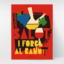 Charger l'image dans la galerie, L’art de vivre et la convivialité à la catalane mis à l’honneur avec ce poster aux illustrations colorées, cadeau idéal pour les épicuriens et épicuriennes fans de vins catalans et de décoration. "Salut i força al canut", un poster pour dire tchin-tchin en catalan.