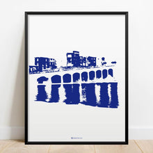 Charger l'image dans la galerie, Affiche Poster Hello Terroir Illustration Arcades Banyuls en bleu marine sur fond blanc