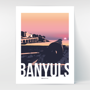 Affiche Poster Hello Terroir lever de soleil dans la baie de Banyuls 