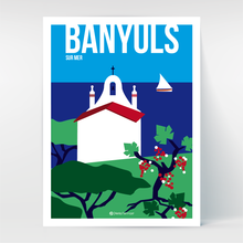 Charger l&#39;image dans la galerie, Affiche Poster Hello Terroir Banyuls Salette sur mer pins et vignes 
