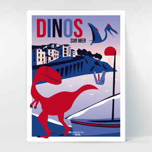 Hello Terroir Dinosaures à Banyuls - Poster au recto, coloriage au verso - vue poster