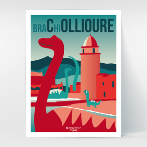 Hello Terroir Dinosaures à Collioure - Poster au recto, coloriage au verso - Vue Poster