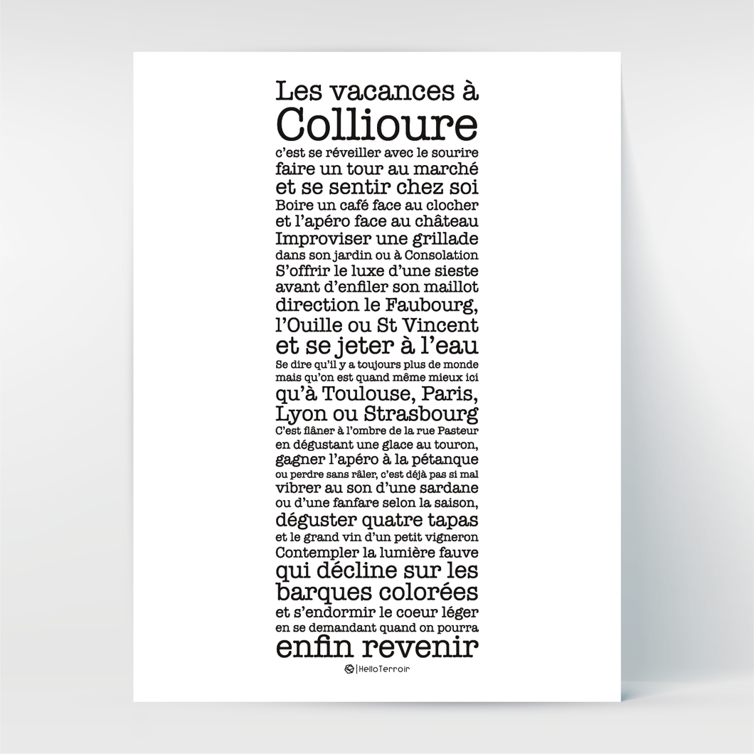 Affiche Poster Hello Terroir Vacances à Collioure