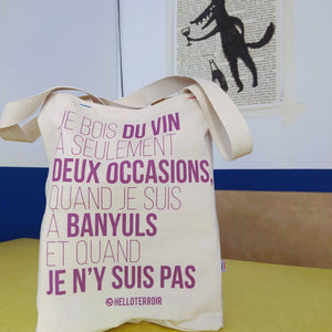 Sac à vin 3 compartiments "Je bois du vin... Banyuls" - Fabriqué en Occitanie