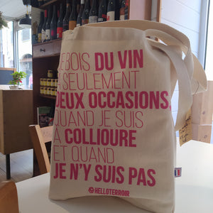 Sac à vin 3 compartiments "Je bois du vin... Collioure" - Fabriqué en Occitanie
